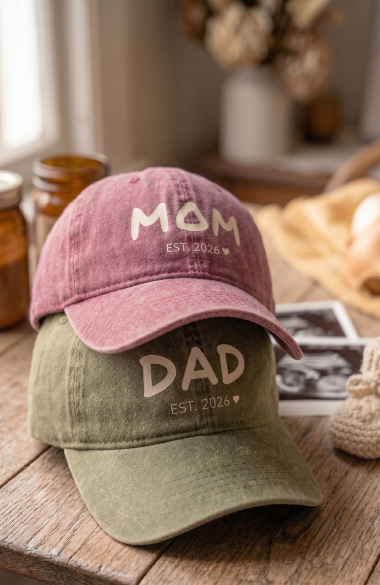 Mom Dad 2026 Çift Şapka - Zeytin Yeşili Bordo