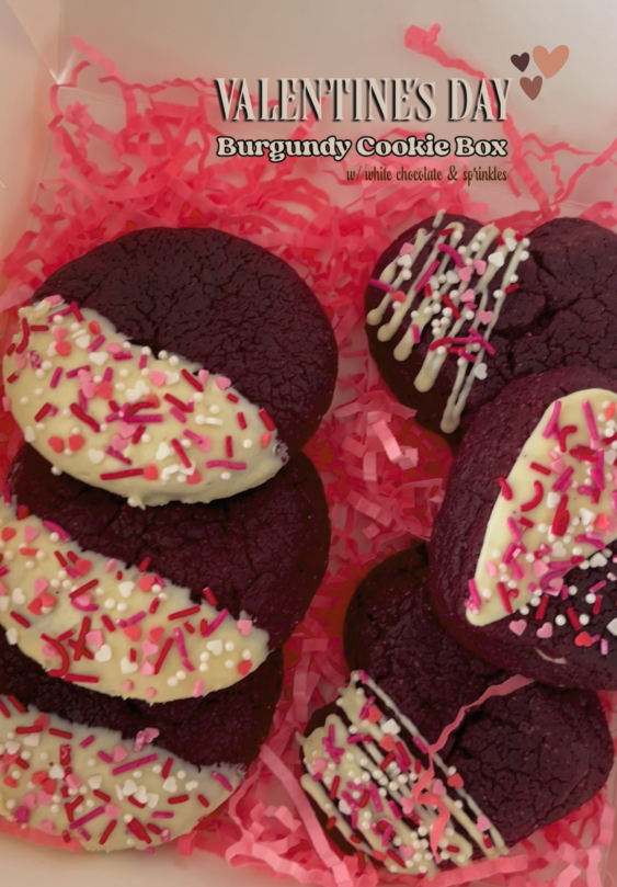 Burgundy Cookie Box (Cacao & White Chocolate)
