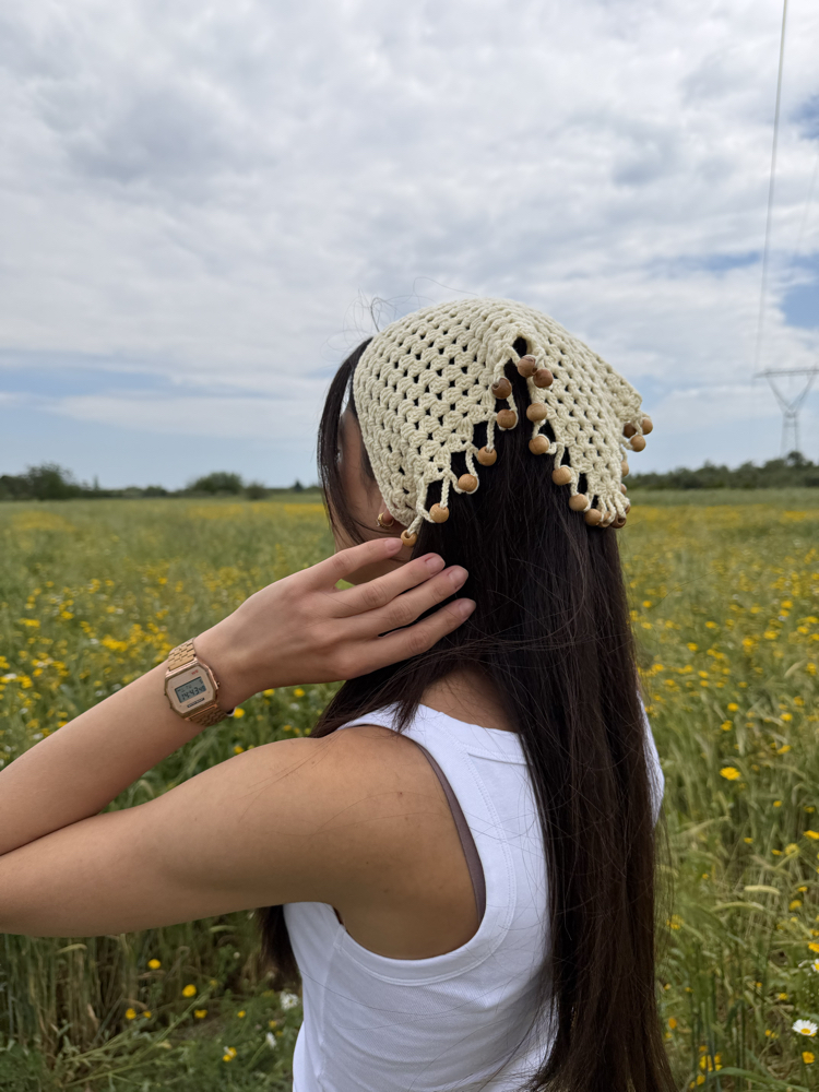 Boncuklu örgü bandana