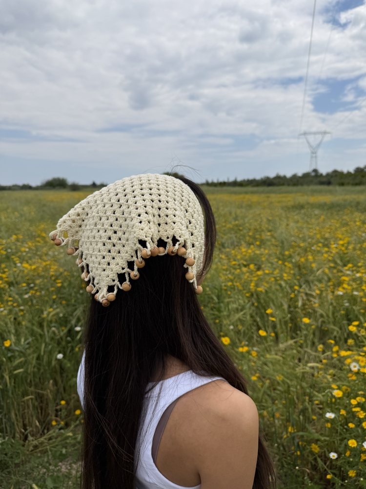 Boncuklu örgü bandana