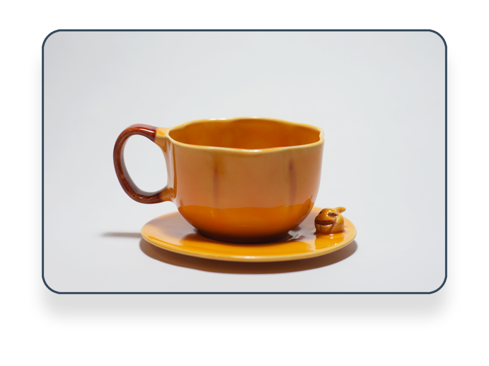 Stoneware Balkabağı Fincan ve Tabağı