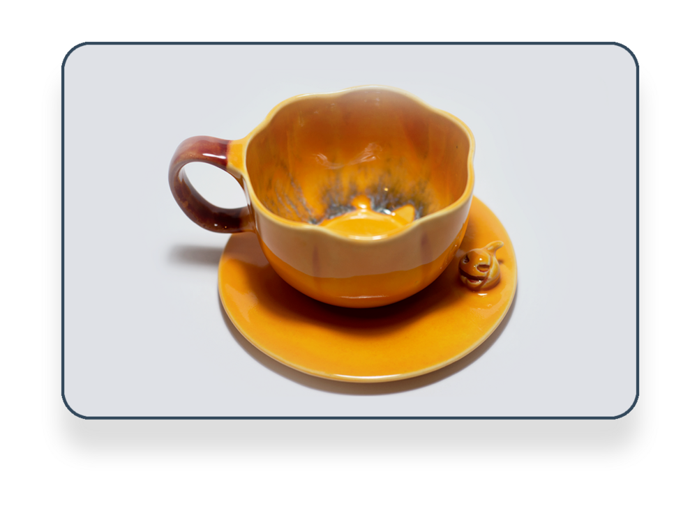 Stoneware Balkabağı Fincan ve Tabağı