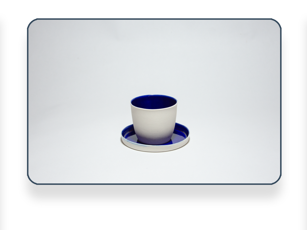 Porselen Kulpsuz Espresso Fincanı ve Tabağı - 1