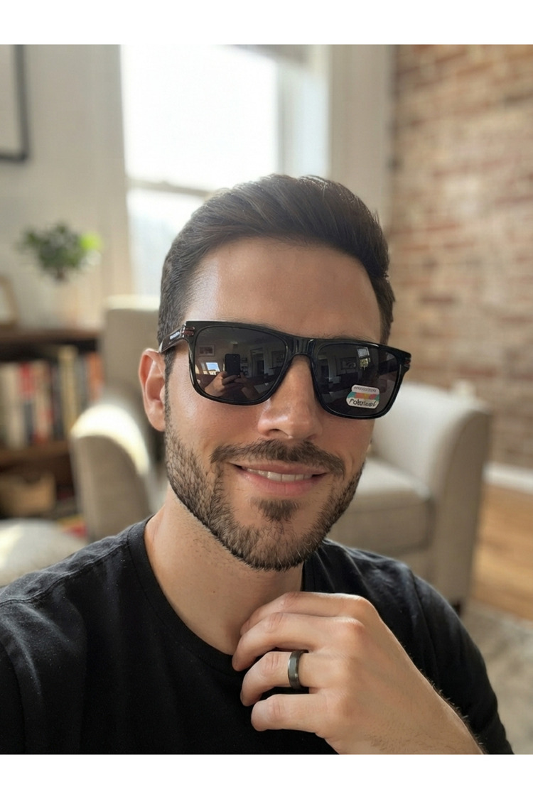Serla Siyah Polarize Güneş Gözlüğü Wayfarer Model Siyah Cam Renkli