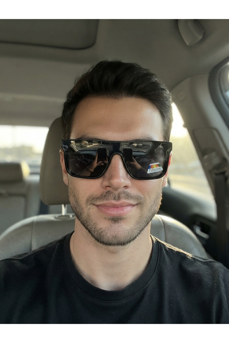 Calypso Siyah Polarize Güneş Gözlüğü Tek Cam Wayfarer Model Siyah Cam Renkli