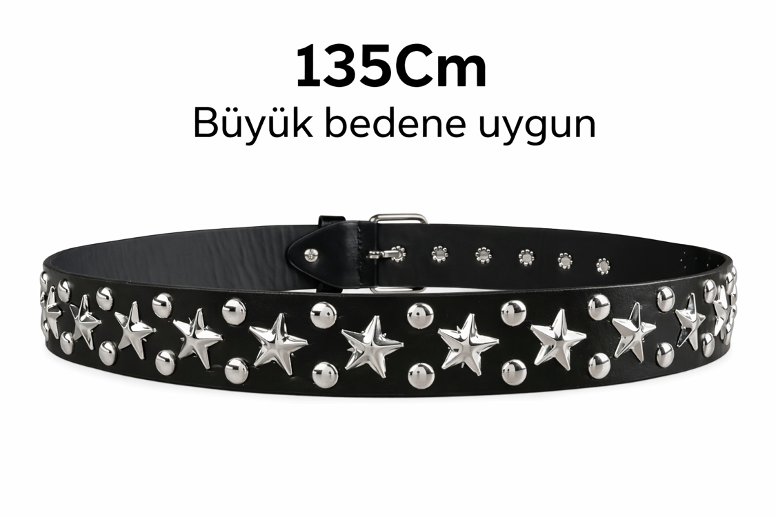 Siyah Zımbalı Büyük Beden Kemer