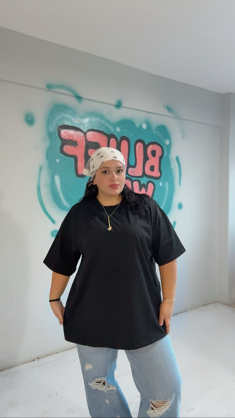 Siyah Aşırı Oversize Unısex Tişört