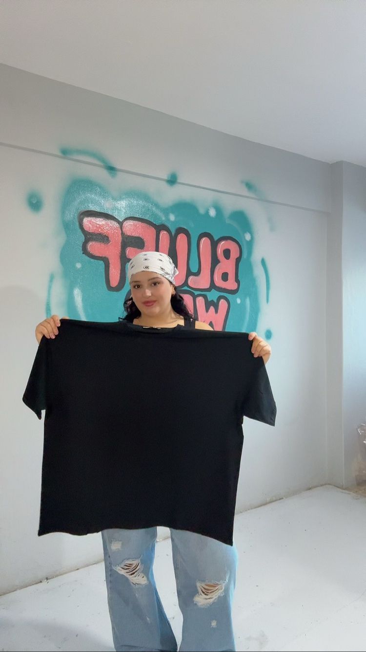 Siyah Aşırı Oversize Unısex Tişört