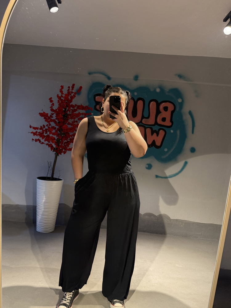 Siyah Yazlık İnce Spor Tulum