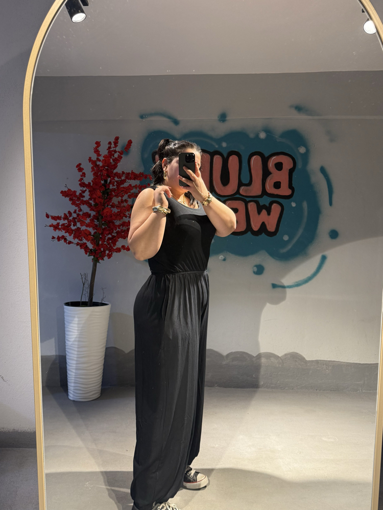 Siyah Yazlık İnce Spor Tulum