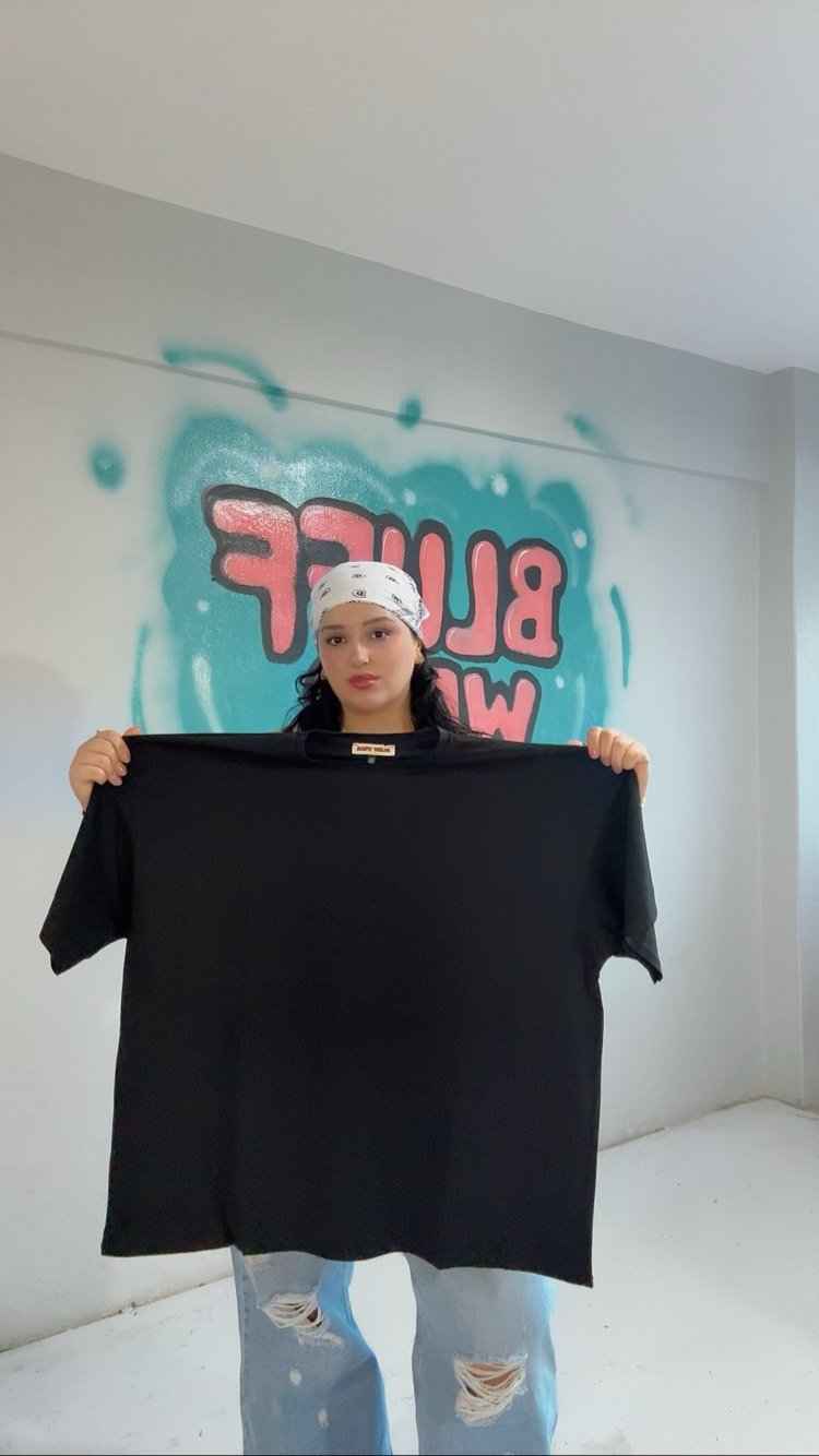 Siyah Aşırı Oversize Unısex Tişört