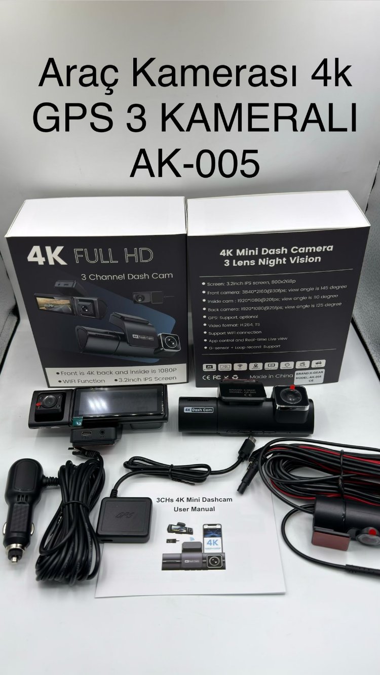 3.lu araç kamerası 4K GPS