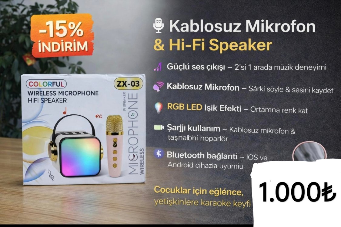 karaoke kablosuz mikrofon şok fiyat 