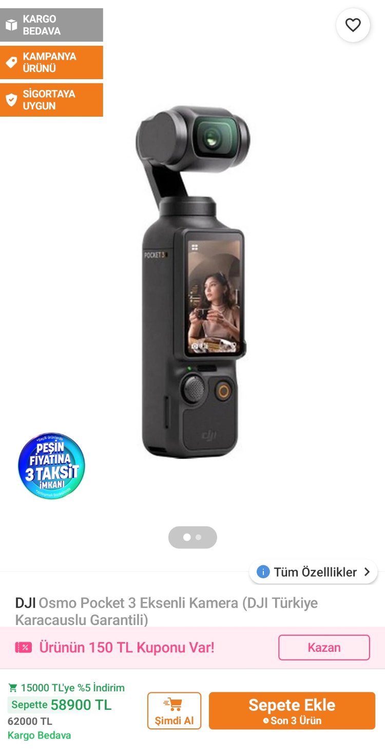 ORJİNAL Osmo Pocket 3 Aksiyon Kamerası