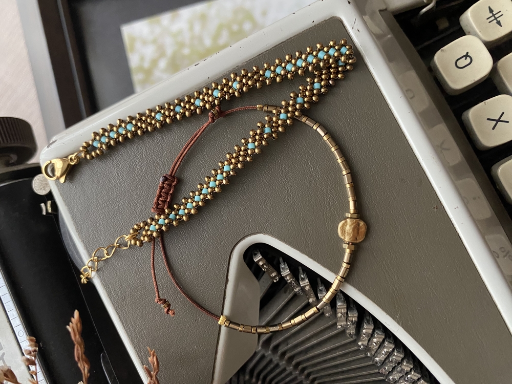 Bronz Renk İkili Minimal Bileklik 