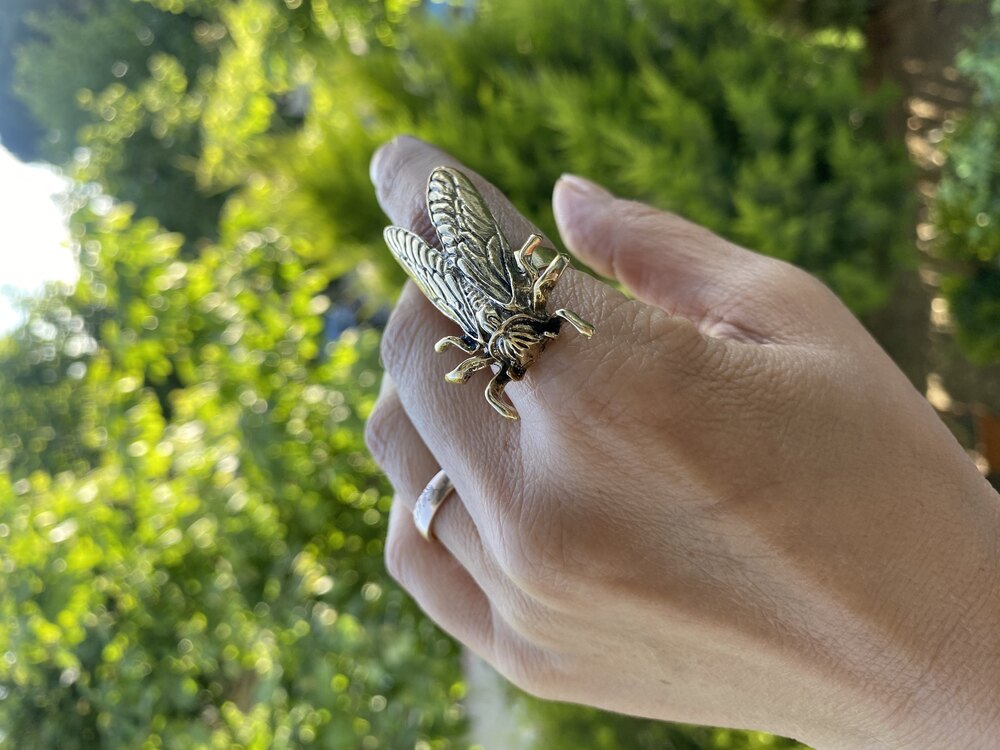 Cicada Ayarlanabilir Bronz Yüzük 