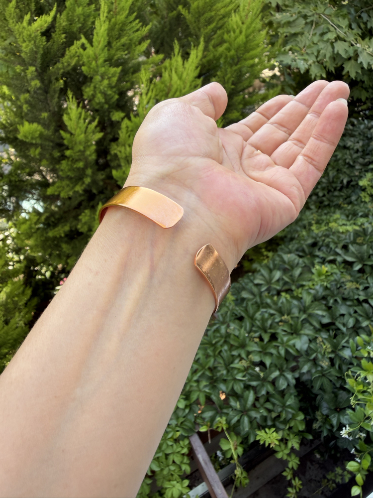 Saf Bakır Tel Sarma Prehnite Doğal Taşlı Cuff Bileklik