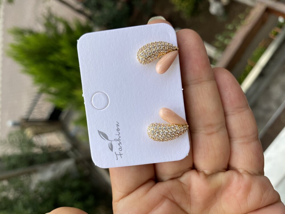 Taşlı Pempe Mini Kalp Küpe