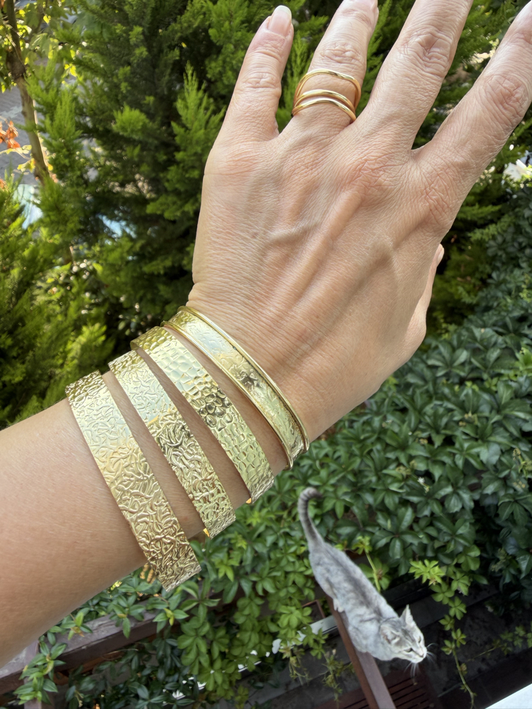 Altın Kaplama Otantik Duruş Cuff Kelepçe Bileklikler