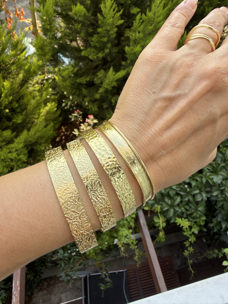 Altın Kaplama Otantik Duruş Cuff Kelepçe Bileklikler