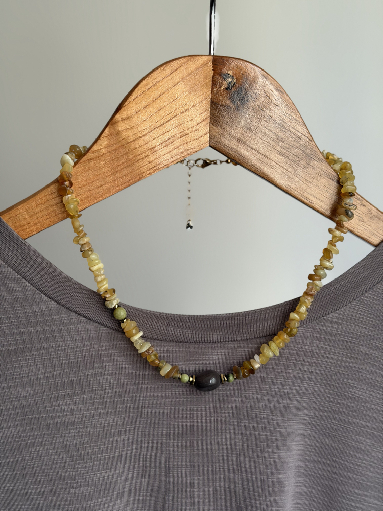 Pinhan Kolye(Sarı Opal/Yeşil Jasper) 1