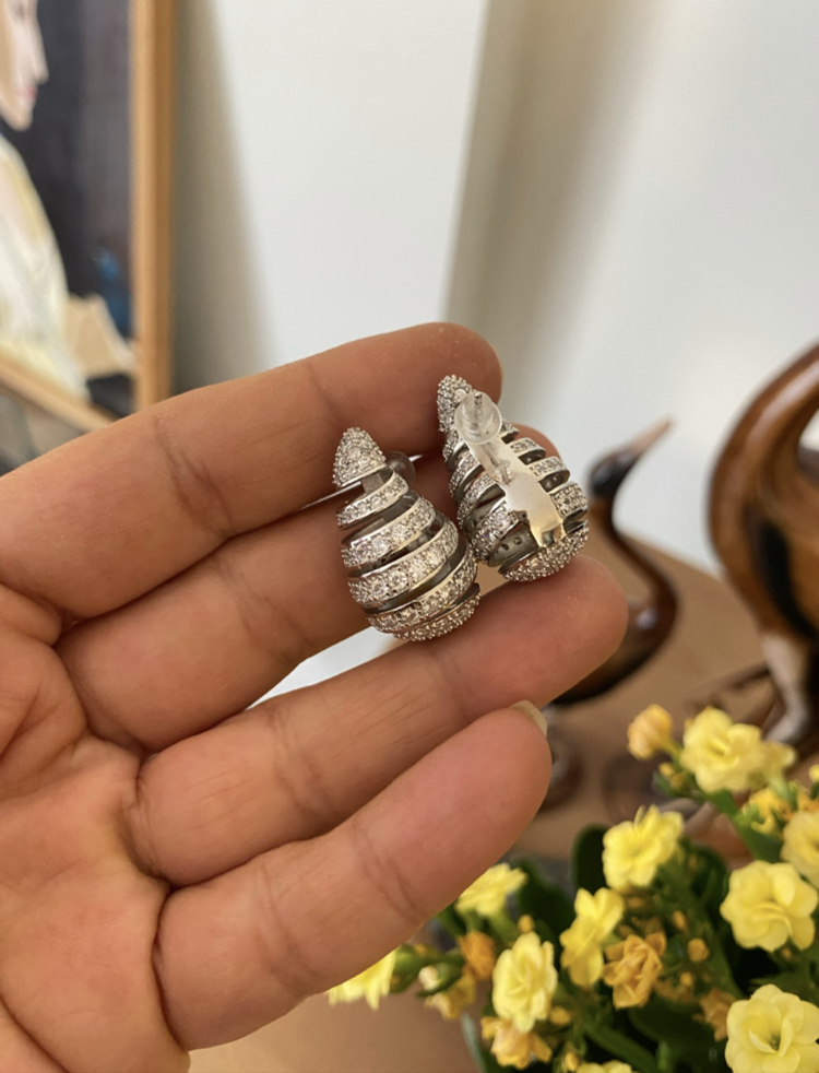 Zirkon Taşlı Spiral Damla Küpe (Botega)