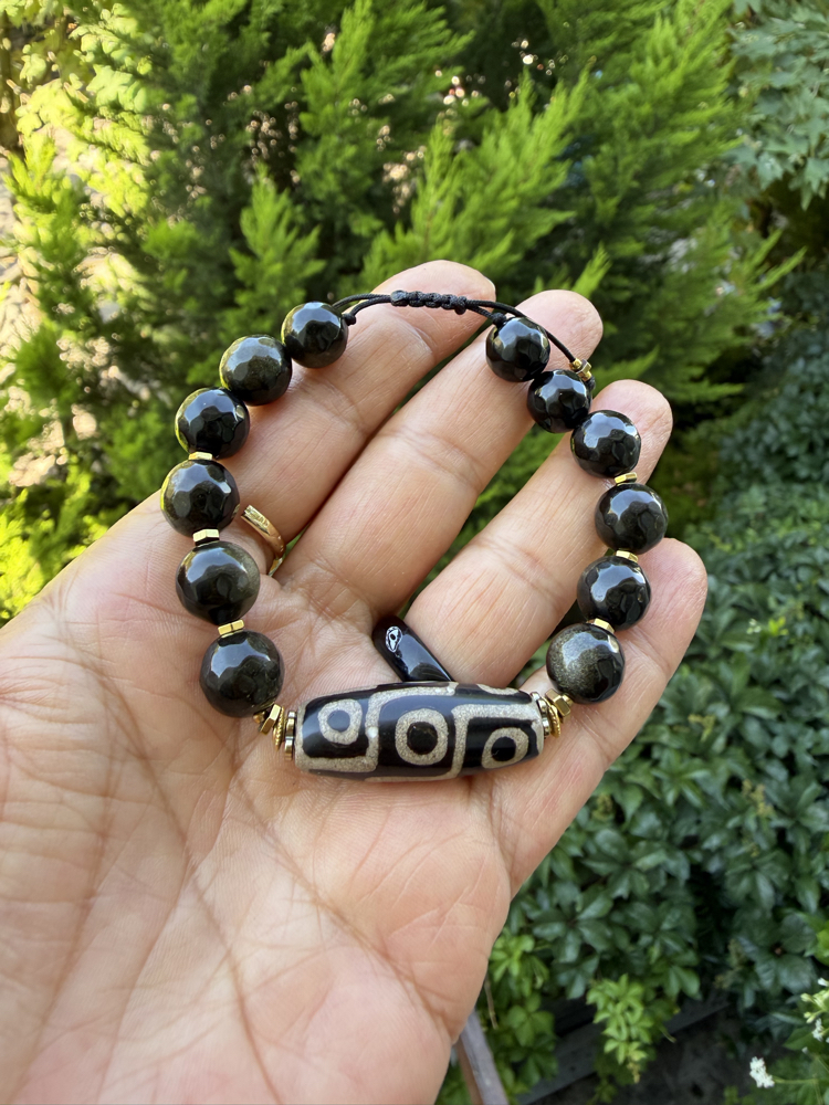 Lam Bileklik (Obsidyen/Tibet Akik)