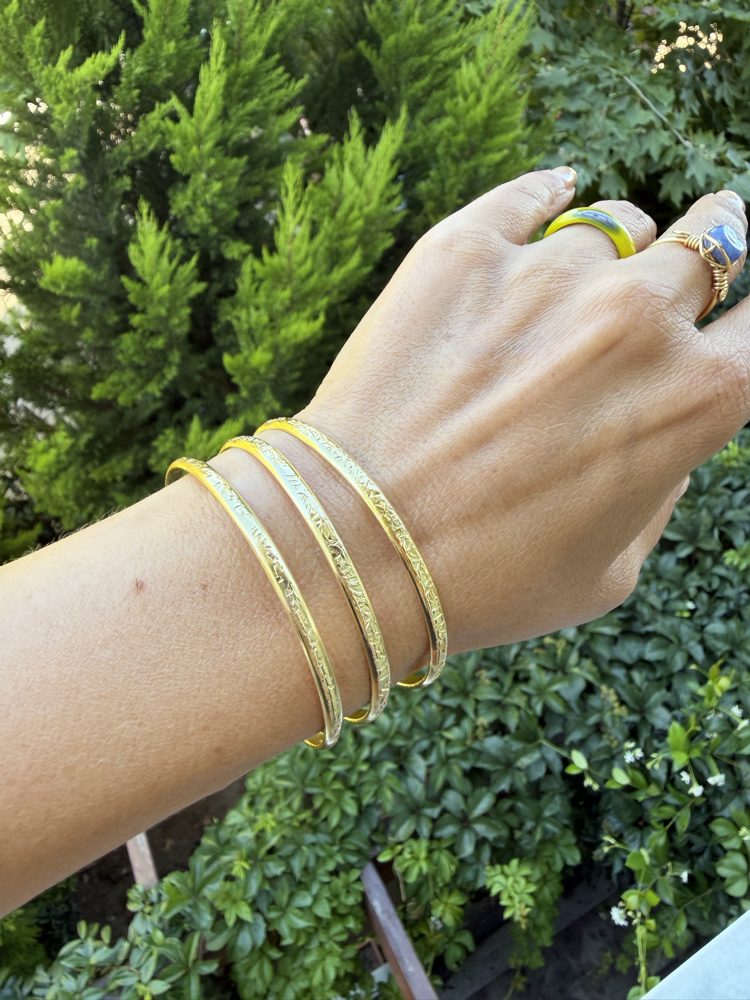 Ağaç Dokulu Altın Kaplama Cuff Kelepçe Bileklik 