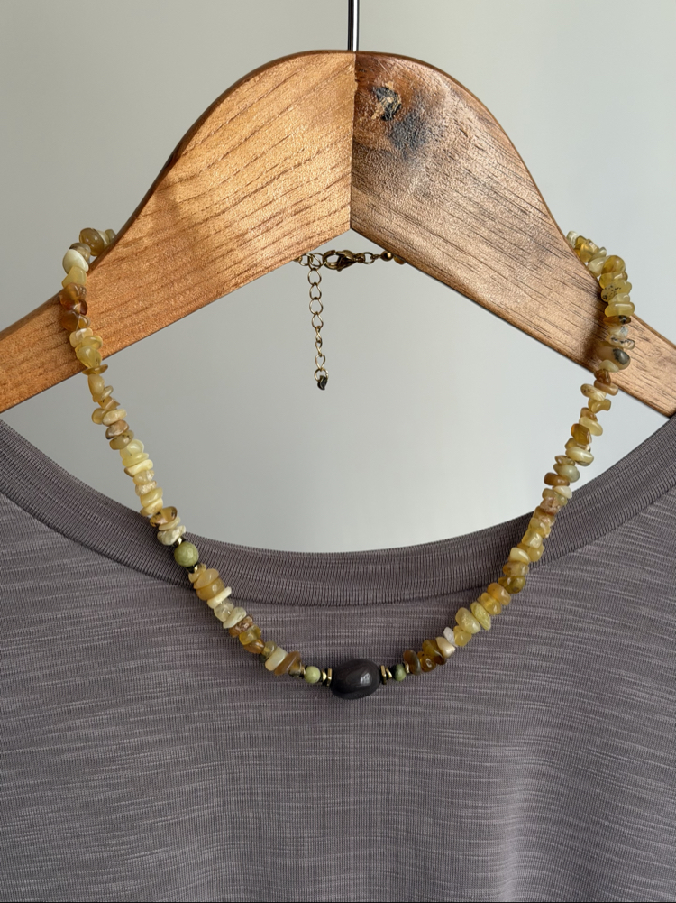 Pinhan Kolye(Sarı Opal/Yeşil Jasper) 1