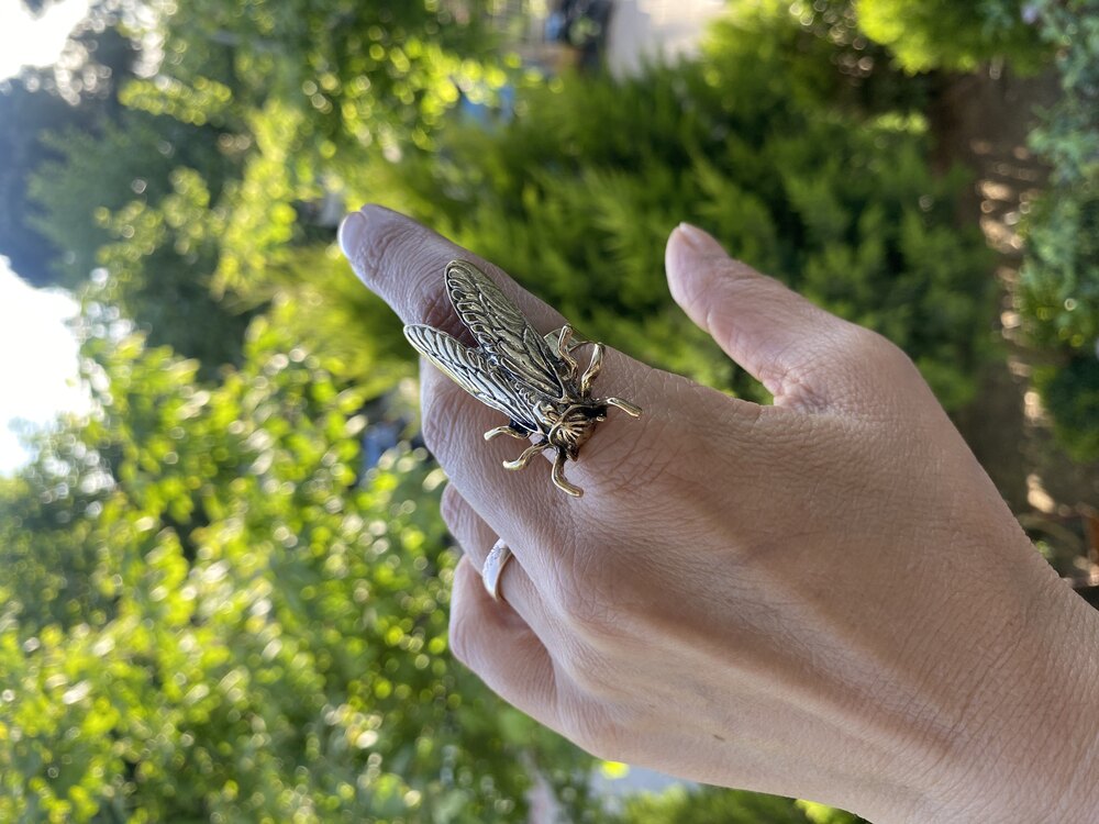 Cicada Ayarlanabilir Bronz Yüzük 