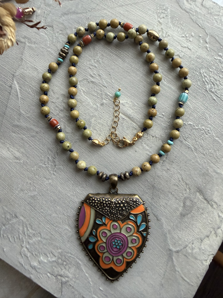 Perran Kolye (Odun Jasper/Turkuaz) 