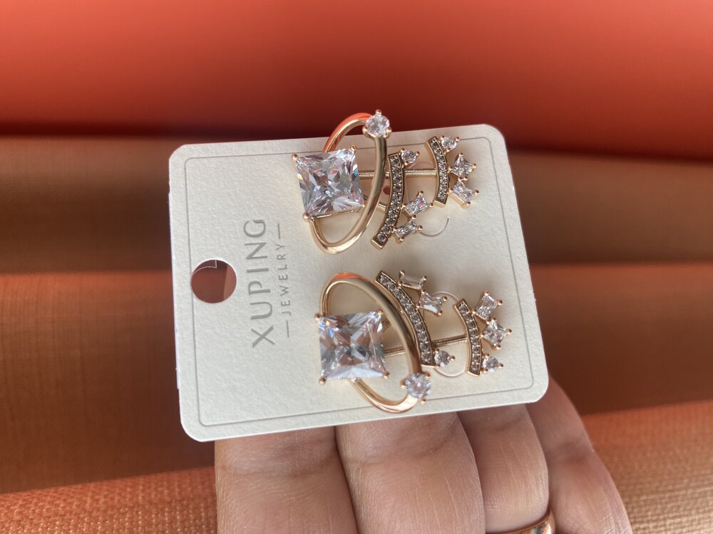 Taşlı Xuping Çelik Küpe