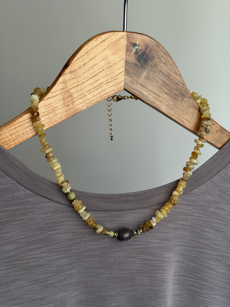 Pinhan Kolye(Sarı Opal/Yeşil Jasper) 1