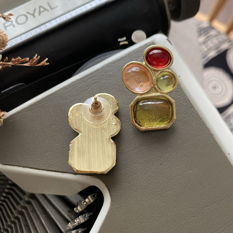 Jelibon Renkli Altın Kaplama Küpe