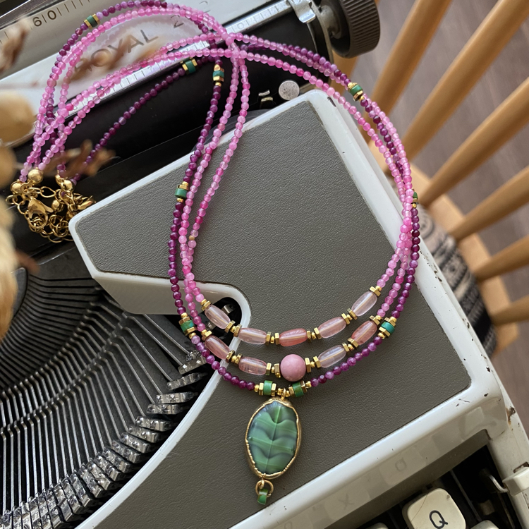 Zin Kolye (Pembe Kuvars/Pembe Opal)
