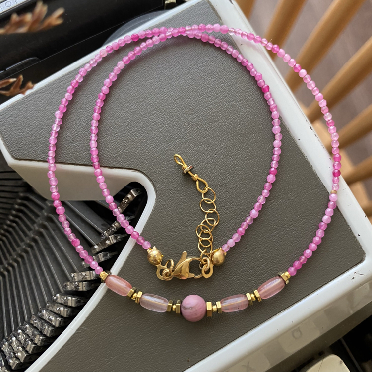 Zin Kolye (Pembe Kuvars/Pembe Opal)