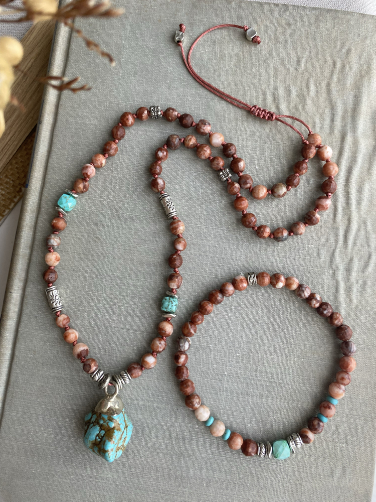 Unisex Nomad Soul Kolye/Bileklik (Kuvars/Turkuaz)