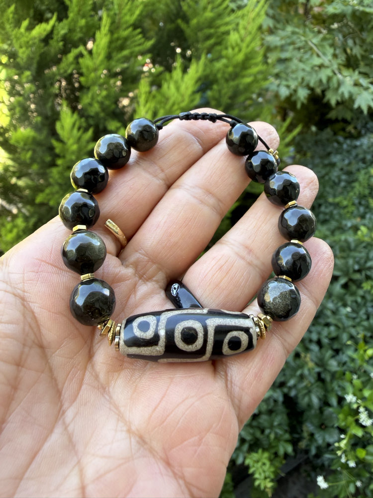 Lam Bileklik (Obsidyen/Tibet Akik)