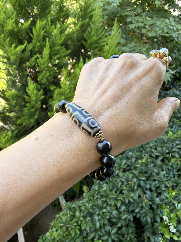 Lam Bileklik (Obsidyen/Tibet Akik)