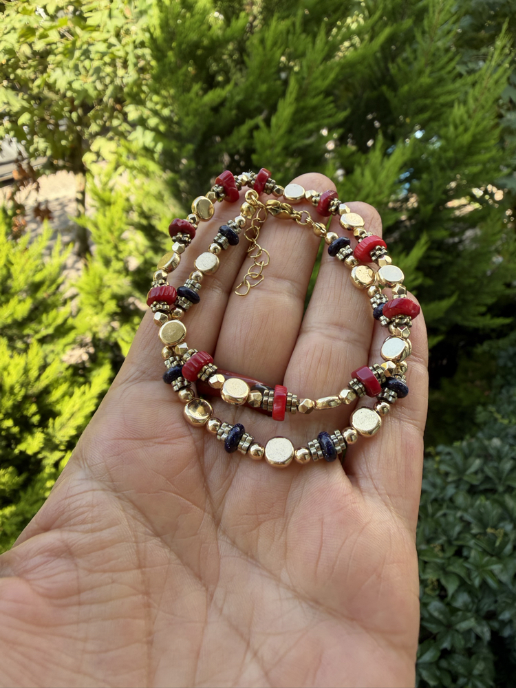 Doğaltaşlı Çelik Bileklikler(Mercan/Obsidyen)