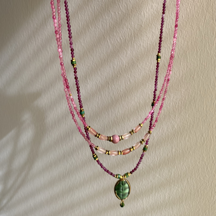 Zin Kolye (Pembe Kuvars/Pembe Opal)