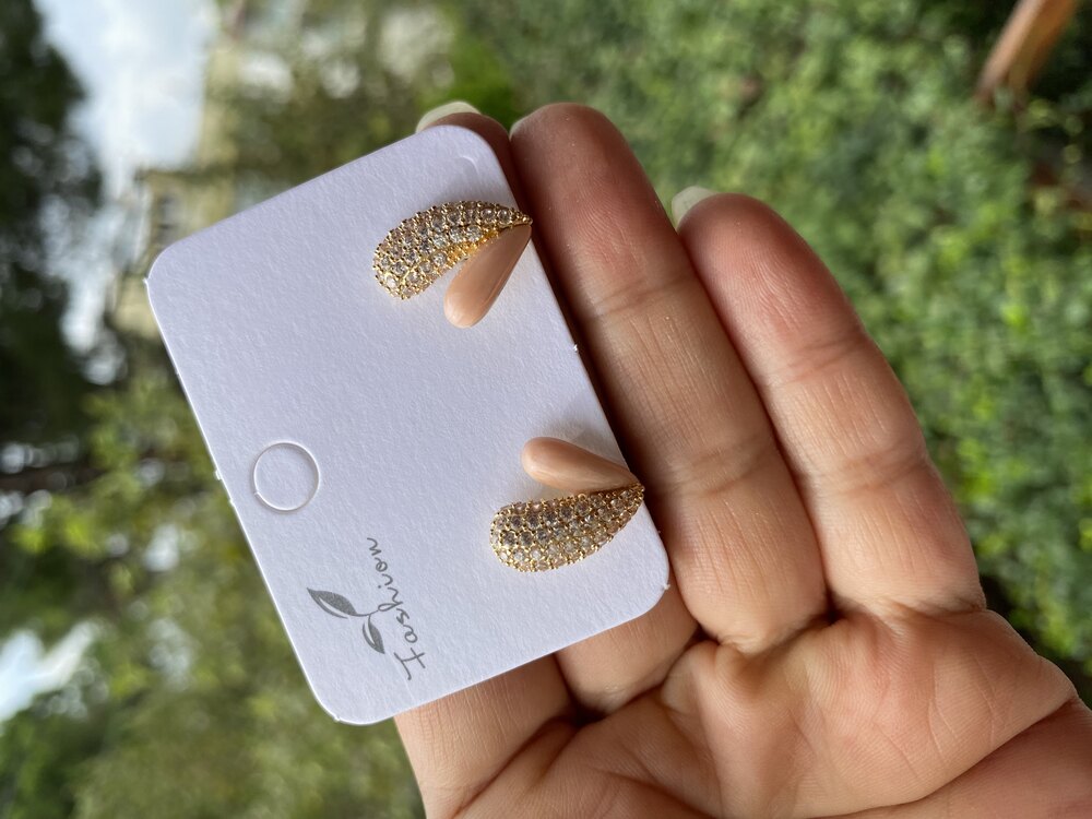 Taşlı Pempe Mini Kalp Küpe