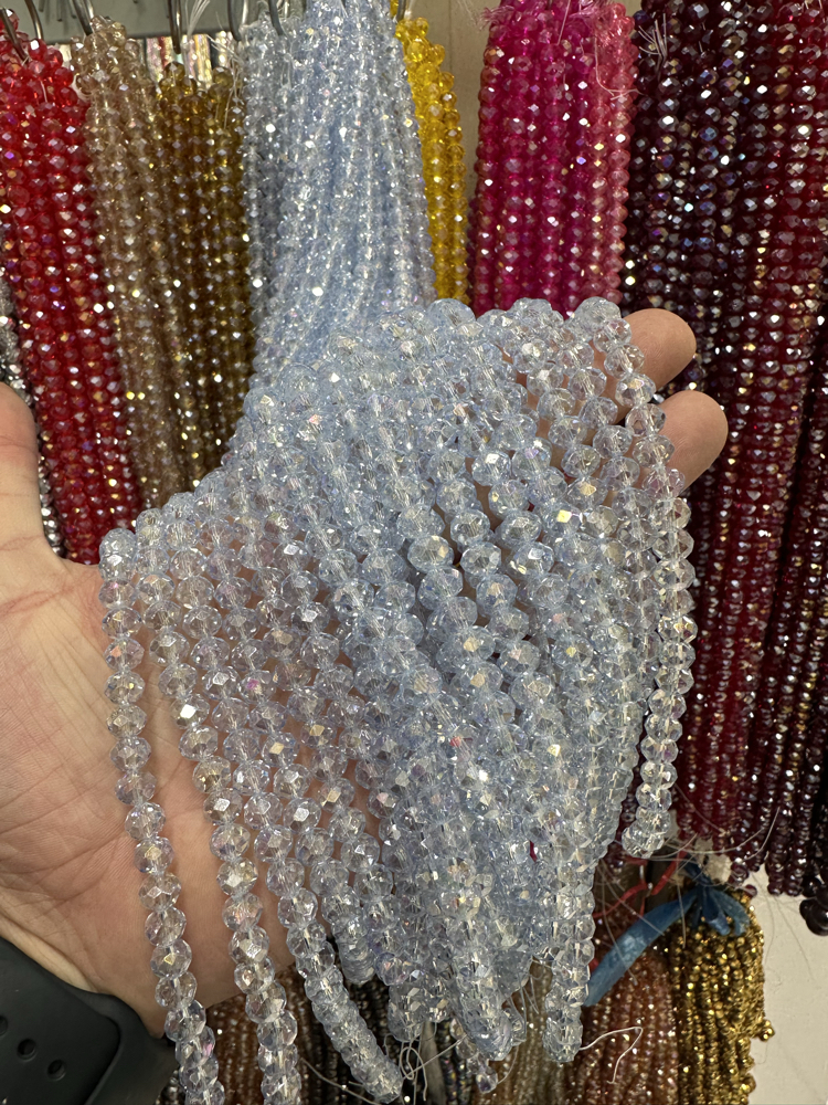 8 MM Kristal Şeffaf Açık Mavi Janjanlı (AB) Boncuk