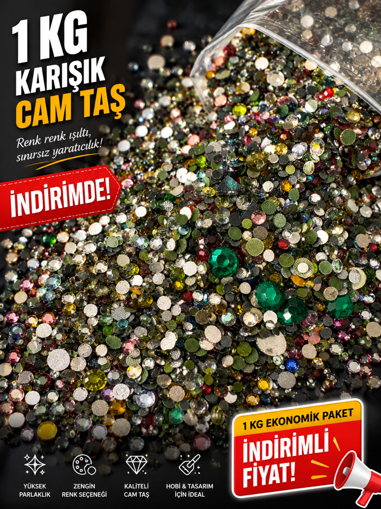 1 KG KARIŞIK CAM TAŞ