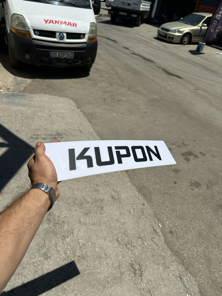 Dekor plaka beyaz üzeri siyah kupon