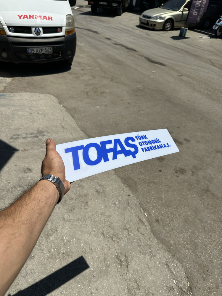Dekor plaka beyaz üzeri mavi Tofaş