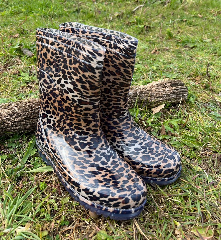 Leopar Desenli Kadın Yağmur Çizmesi