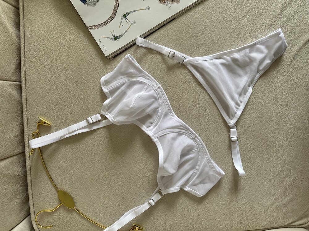Beyaz Transparan Bralet Takımı