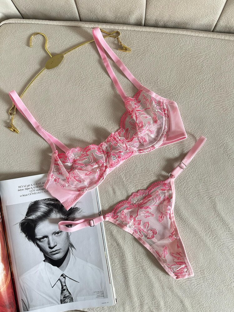 Pembe Bralet Takımı