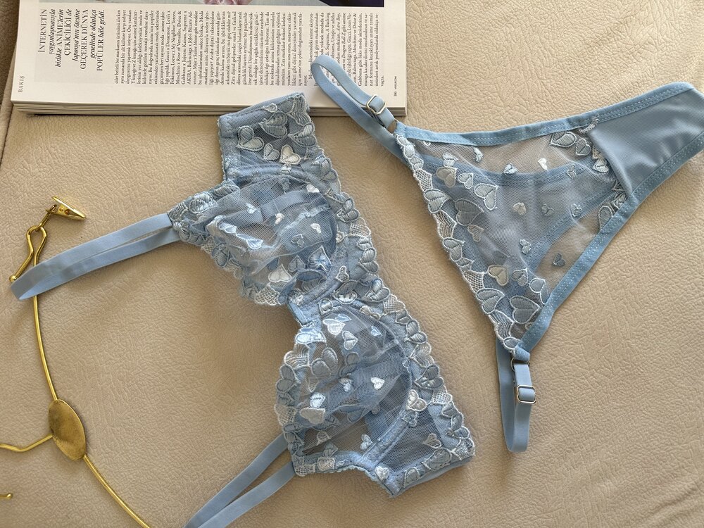 Blue Love Bra Set